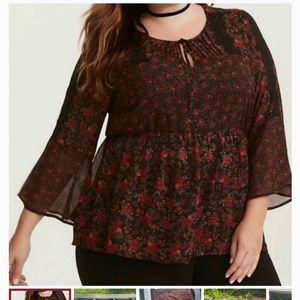 Rose bell sleeve blouse
